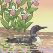 MN State Bird Flower Loon Lady Slipper Sticker (Voorkant)