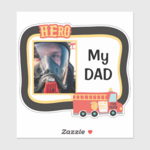 M'n vader brandweerman Hero foto sjabloon Contour Sticker