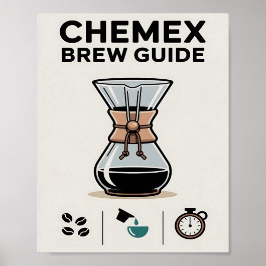 Mnimalist Chemex Brew Guide Wall Poster (Voorkant)
