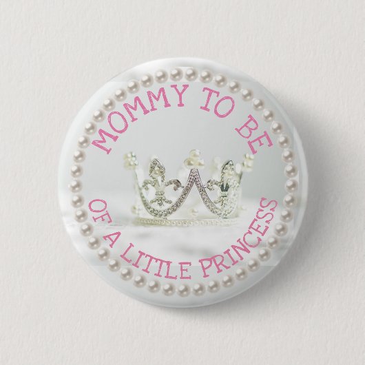 Mo wordt Baby shower Button Princess Themd (Voorkant)