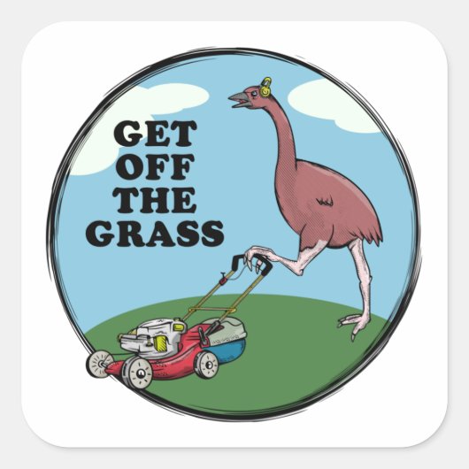 Moa met een maaier vierkante sticker (Voorkant)