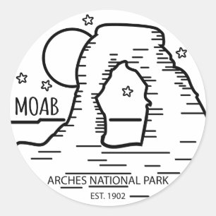 Moab Arches National Park Utah Delicate Arch Retro Ronde Sticker