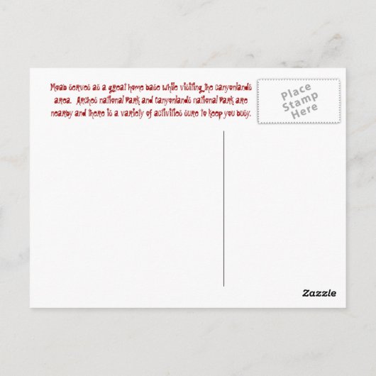 Moab, Utah Briefkaart (Achterkant)