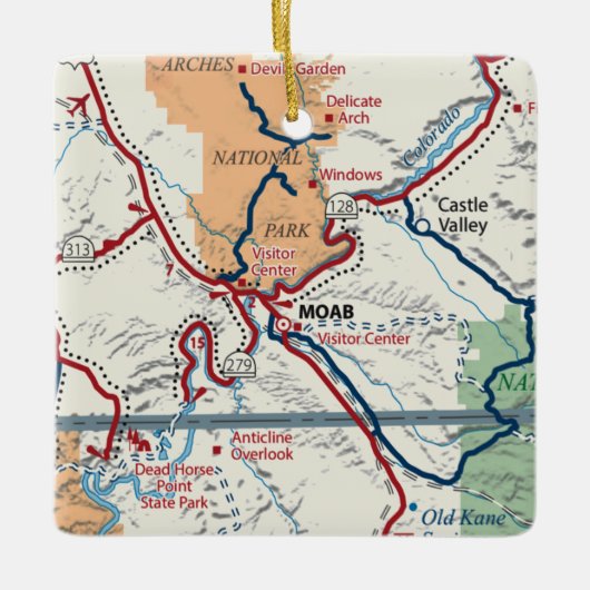 Moab Utah Map Keramisch Ornament (Voorkant)