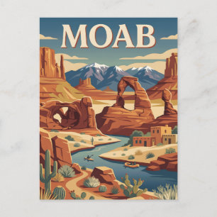 Moab Utah Rode Rots Retro Vintage Reisposter Briefkaart