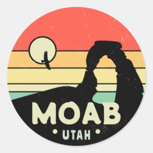 Moab Utah woestijn Sunset Retro Souvenir 60s Ronde Sticker