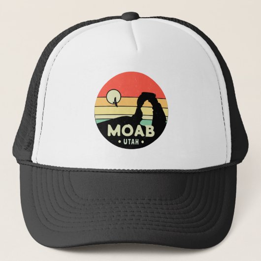 Moab Utah woestijn Sunset Retro Souvenir 60s Trucker Pet (Voorkant)
