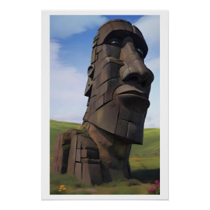 Moai op de Molehill Perfect Poster