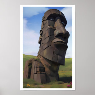 Moai op de Molehill Poster