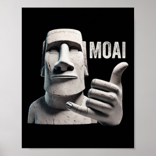 Moai-standbeeld Shaka, Moai-monoliet, Grappig Pase Poster