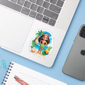 Moana’s Island Birthday Vibes! Sticker (Laptop met iPhone)