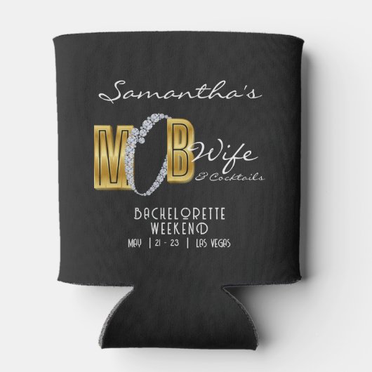 Mob Wife & Cocktails Zwarte Bach Vrijgezellenfeest Blikjeskoeler (Achterkant)