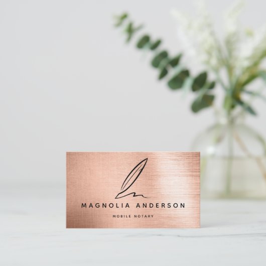 Mobiel neutraal Roos Goud geborsteld metaal QR-cod Visitekaartje (Staand voorkant)