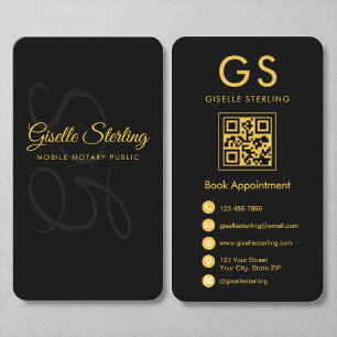 Mobiel Notaris Monogram Zwart Goud QR Code Visitekaartje