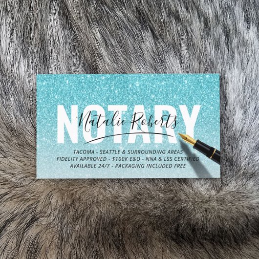 Mobiel Notarisch Openbaar Turquoise Glitter Signat Visitekaartje
