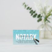 Mobiel Notarisch Openbaar Turquoise Glitter Signat Visitekaartje (Staand voorkant)