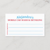 Mobiel wasprogramma voor auto's en details - Dring Visitekaartje (Achterkant)