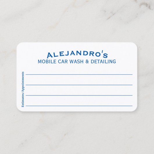 Mobiel wasprogramma voor auto's en details - Dring Visitekaartje (Achterkant)