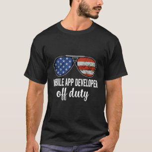 Mobiele app-ontwikkelaar Off Duty Amerikaanse vlag T-shirt
