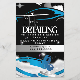 Mobiele Autodetailing Logo Blauw Flyer