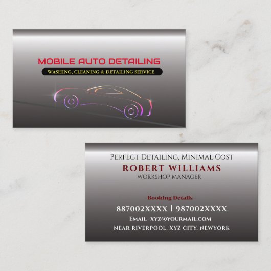 Mobiele automatische wasmachine, reiniging en gede visitekaartje (Voorkant / Achterkant)