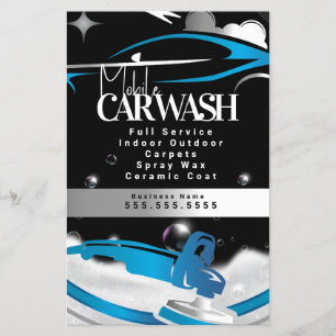 Mobiele Autowas Autodetailing Logo Blauw Flyer