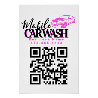 Mobiele Autowas Autodetailing Zakelijke QR-code Perfect Poster