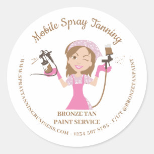 Mobiele Bruiningsspray Lichaamsschilderkunst Lady Ronde Sticker