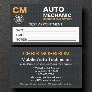 Mobiele Mechanische Auto Reparatie Afspraakkaart Visitekaartje