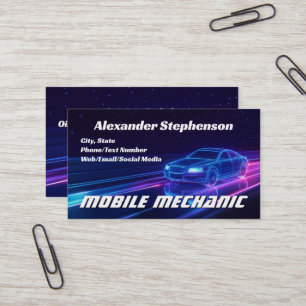 Mobiele Mechanische Auto Reparatie Shop Paarse Neo Visitekaartje