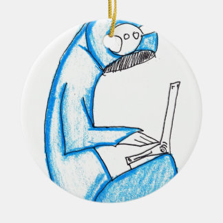 Mobiele muziekproducent - blauw keramisch ornament