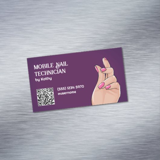 Mobiele nageltechnicus Custom QR Magnetisch Visitekaartje (Voorbeeld)