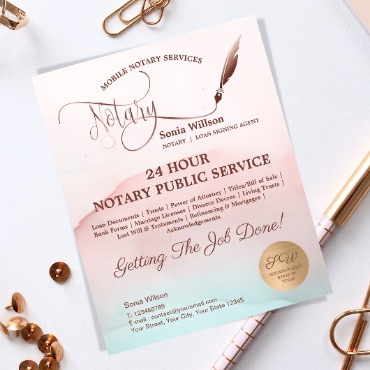 Mobiele Notaris en Lening die Blush Pink Agate ond Flyer