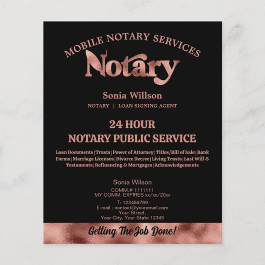 Mobiele notaris & Lening Signing Agent Roos Gold P Flyer (Voorkant)