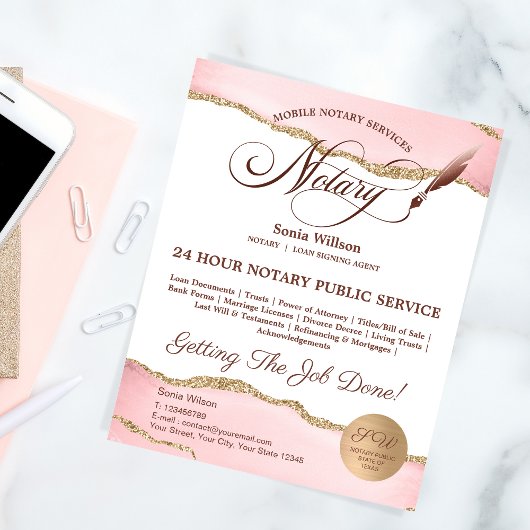Mobiele Notaris & Lening Signing Agent Roze Agate Flyer