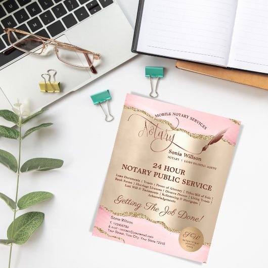 Mobiele Notaris & Lening Signing Agent Roze Agate Flyer