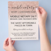 Mobiele notaris roos goud glitter ombre flyer (Hand)