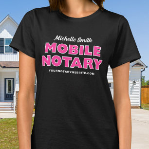 Mobiele Notaris Roze Zwart Bewerkbare Naam T-shirt