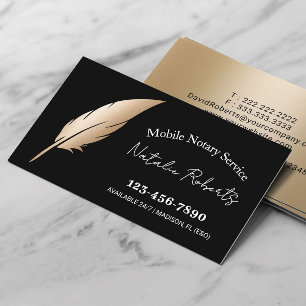 Mobiele Notaris Service Gouden Veer Pen Zwart Visitekaartje