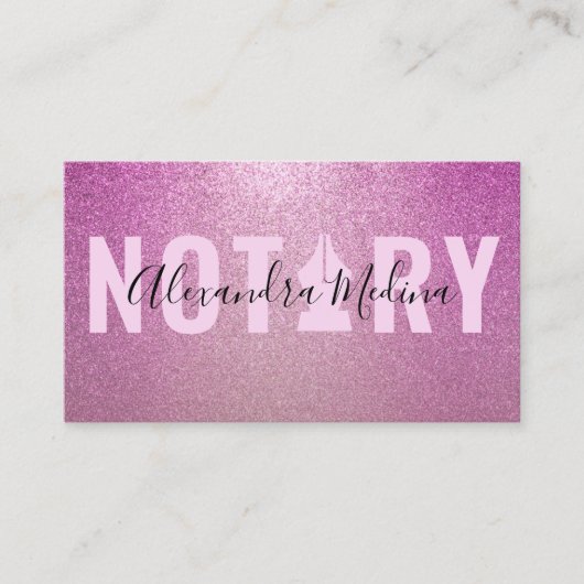 Mobiele notaris Signing Agent Paarse Glitter Visitekaartje (Voorkant)