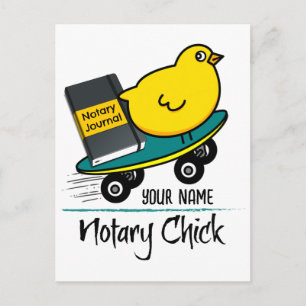 Mobiele notarischick op skateboard Gepersonaliseer Briefkaart