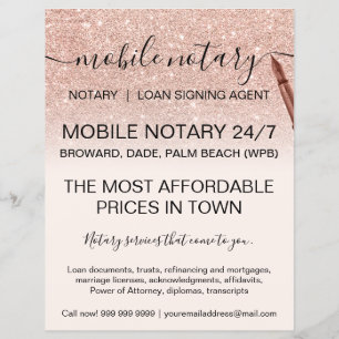 Mobiele notarisdiensten roze goud glitters ombre flyer