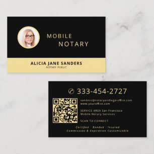 Mobiele notarisfoto QR professioneel zwart goud Visitekaartje
