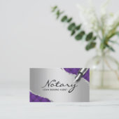 Mobiele Noteerbare Agent Modern Paars & Zilver Visitekaartje (Staand voorkant)
