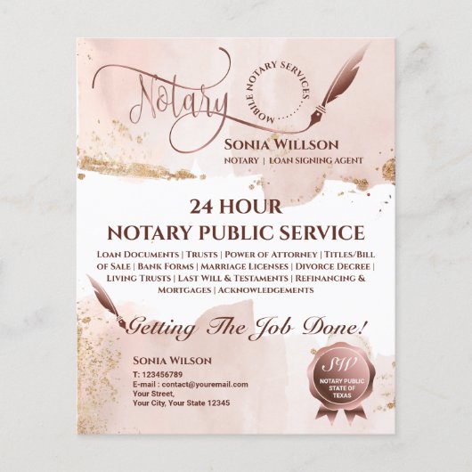 Mobiele Noteermachine & Lijntekenaar Blush Pink Flyer (Voorkant)