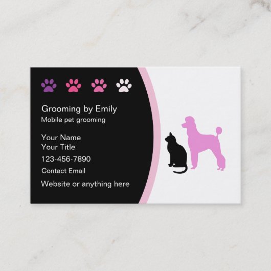 Mobiele Pet Grooming Visitekaartjes Nieuw (Voorkant)