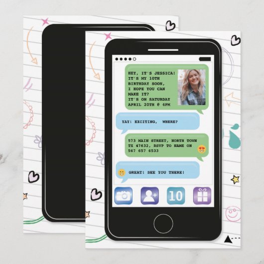 Mobiele verjaardag Telefoon Mobiel Foto Chat Tekst Kaart (Voorkant / Achterkant)