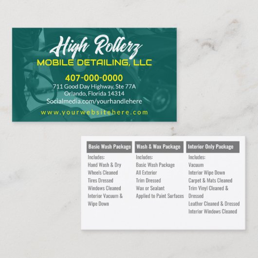 Mobiele wasmachine met informatie over de druk in  visitekaartje (Voorkant / Achterkant)