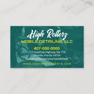 Mobiele wasmachine met informatie over de druk in  visitekaartje