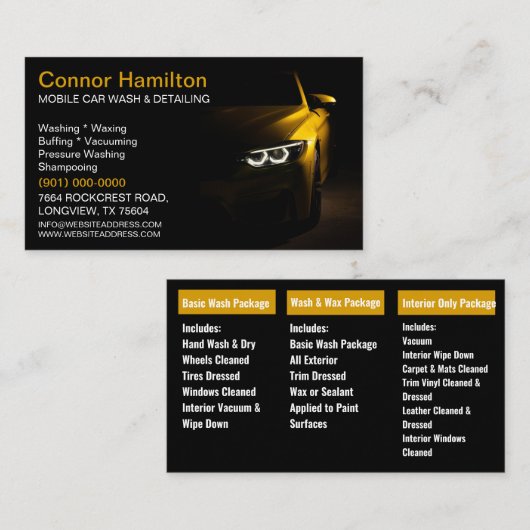 Mobiele wasmachine met informatie over het wassen  visitekaartje (Voorkant / Achterkant)